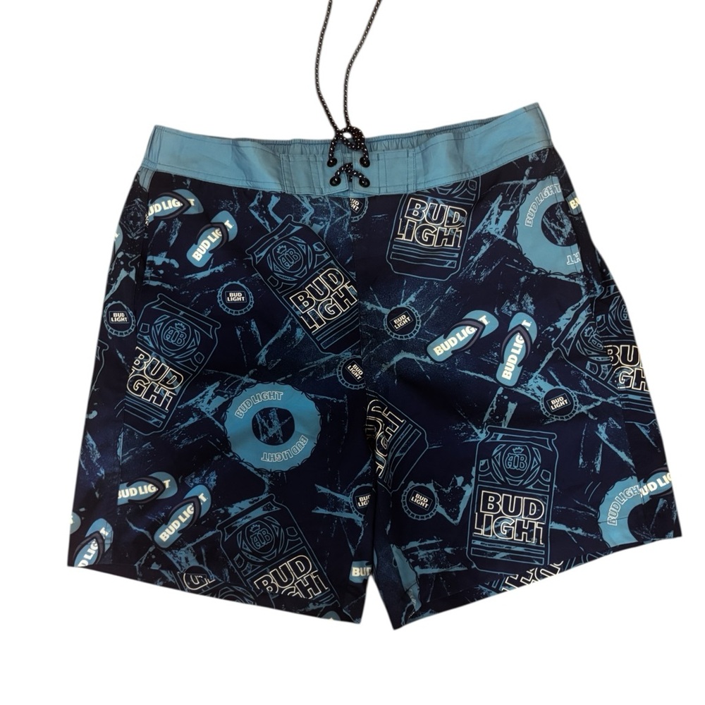 38 Waist/Size L Bud Light Blue Swim Trunks